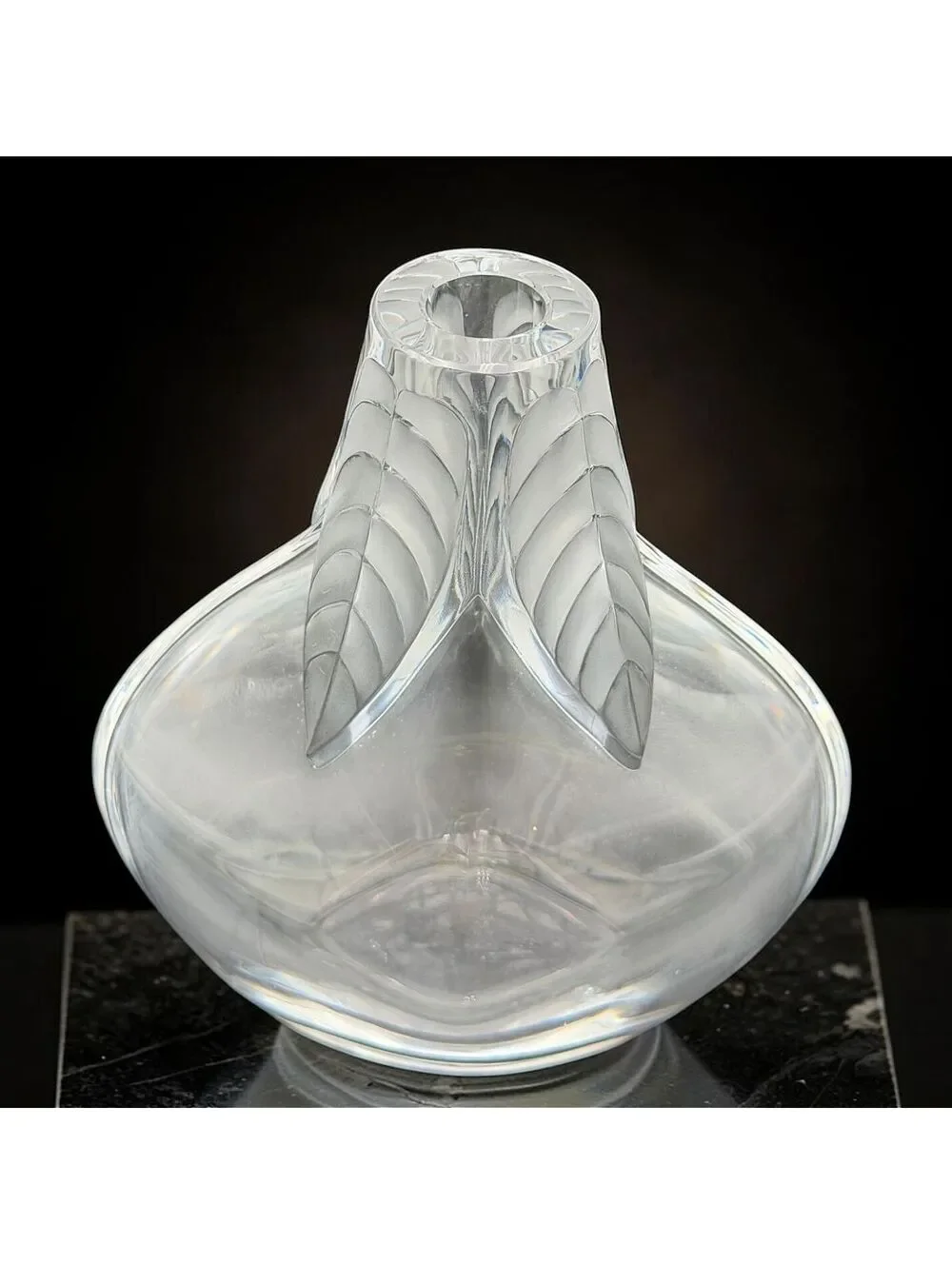 Vtg Lalique France Osumi Frosted Crystal Vase 